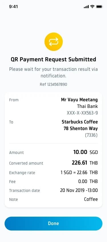 Revised payment confirmation design after usability testing
