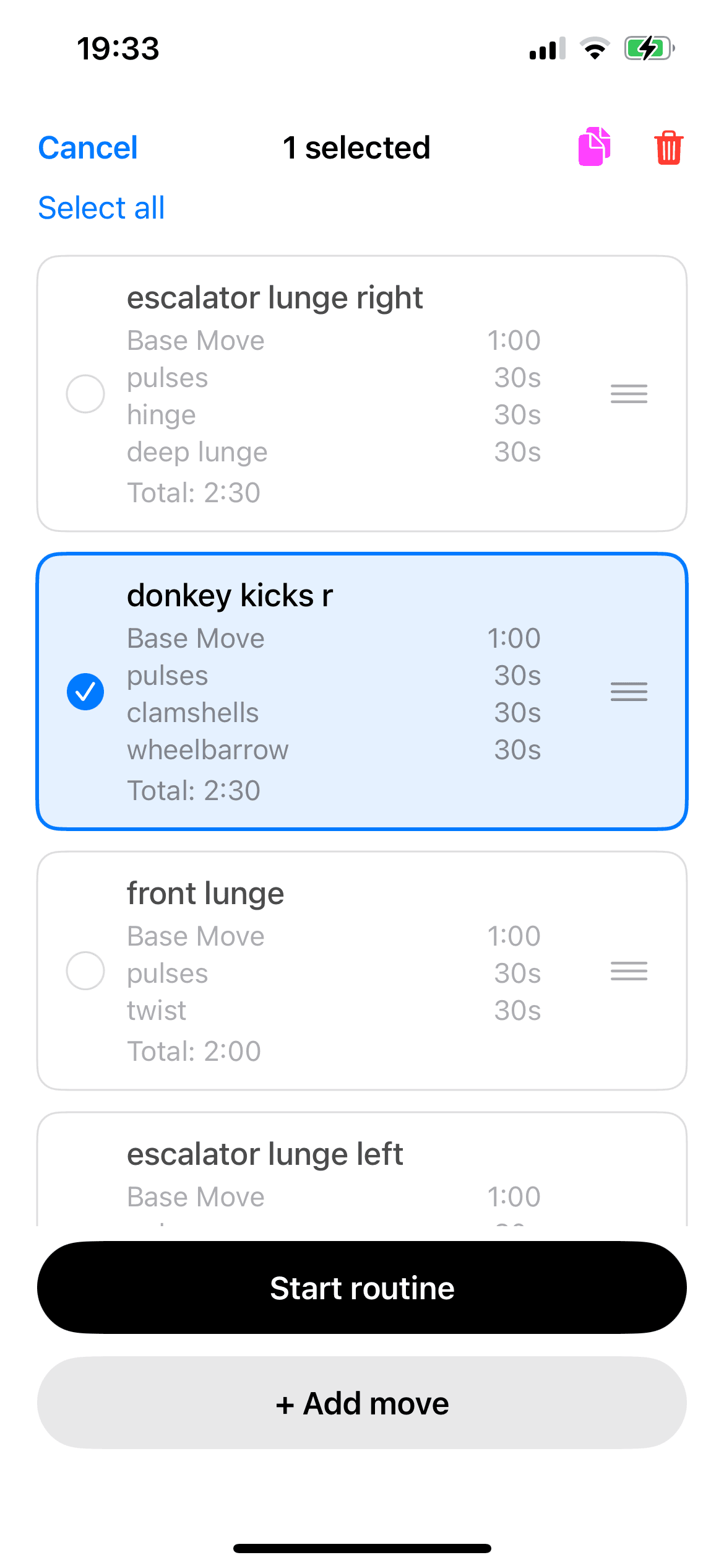 Early KORA move-selection interface