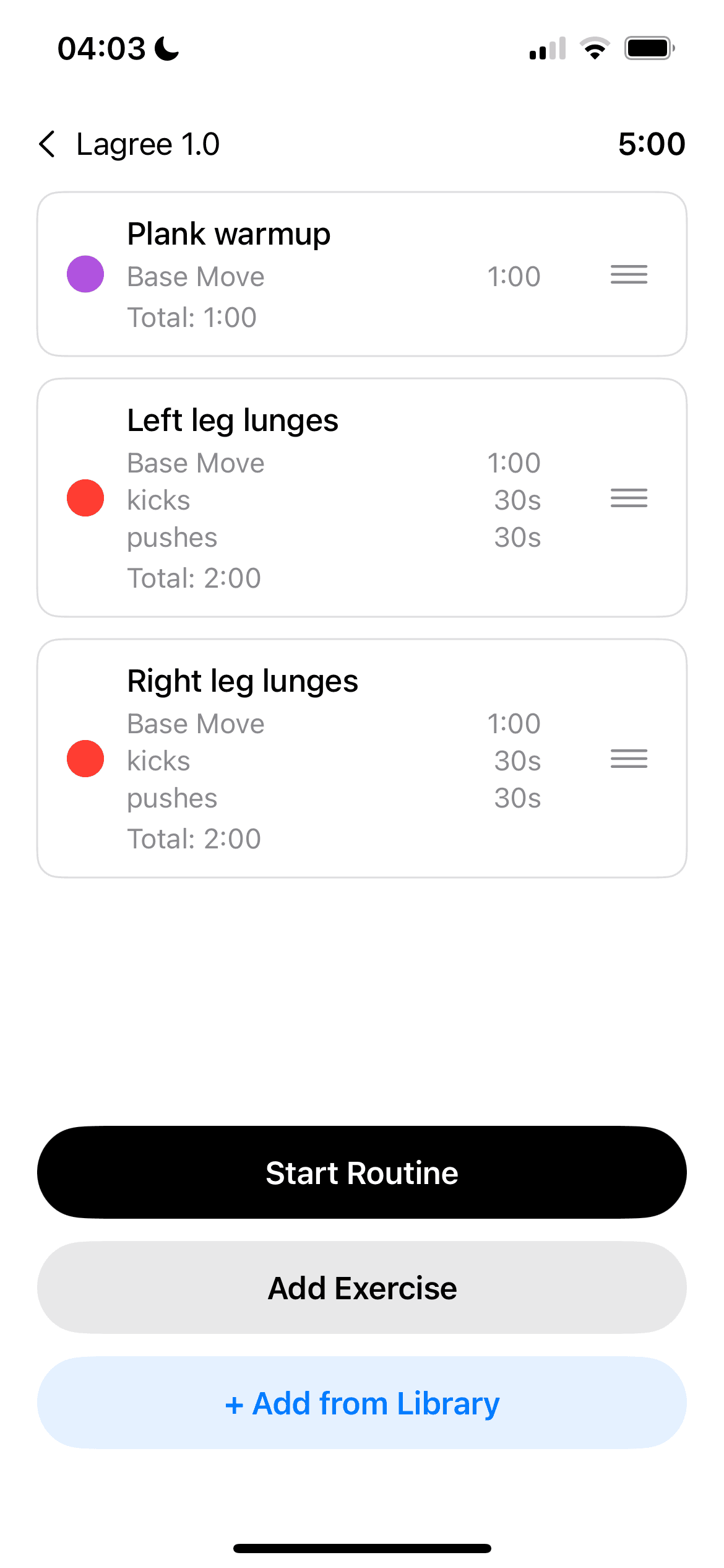 Early KORA routine builder